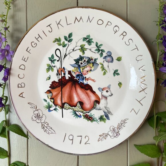 Vtg Collectible Decorative Plate Girl with Goat Little Boo Peep 1972 Signed MCW - Picture 12 of 15